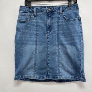 Lee Riders Shape Illusions Slim Fit Straight Pencil Denim Skirt Size 10 M Blue